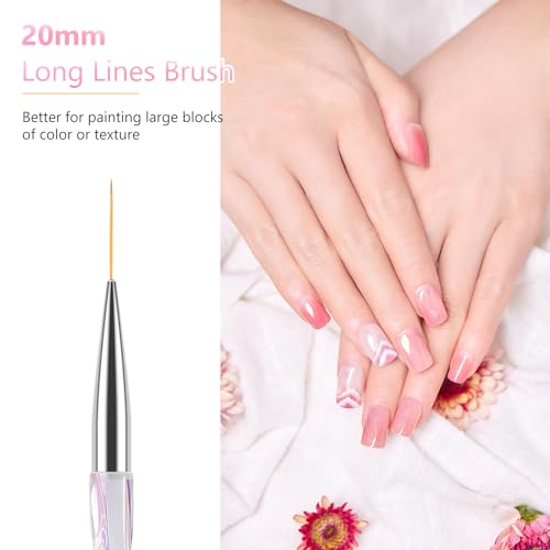 TEOYALL 5Pcs Nail Art Liner Brushes Set, Fine Detail Gel Polish Brushes