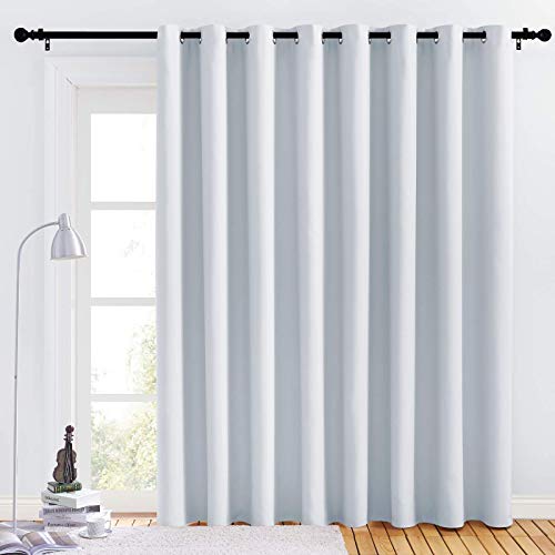 NICETOWN Cloud Grey Blackout Curtain Panel 120" x 102" - Light Blocking Drape for Nursery & Bedroom
