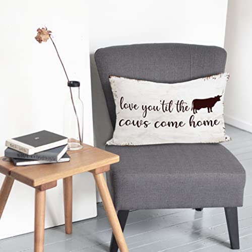 Love You 'Til The Cows Come Home Flannel Throw Pillow Cover, 18x18 Western