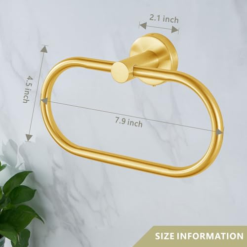 Gold Stainless Steel Towel Ring for Bathroom - Eolax Oval Design