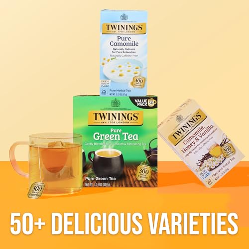 Twinings Pure Camomile Herbal Tea, 25 Count (Pack of 6), Caffeine-Free