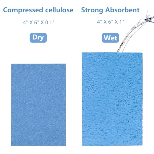 Blue Biodegradable Kitchen Sponges 6 Pack Large Size Eco-Friendly Dish Scrubbers