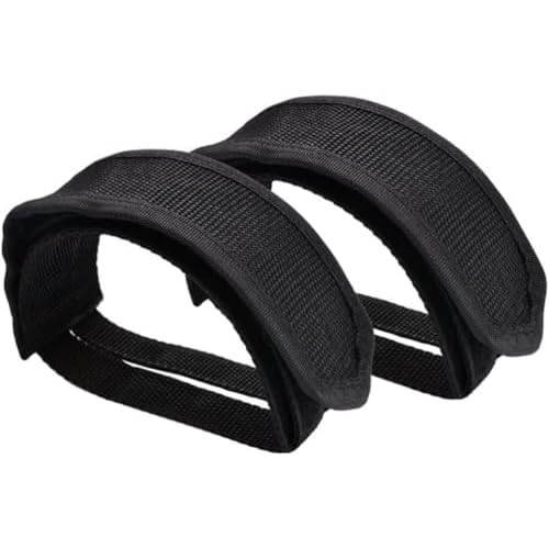 2-Pack Black Bike Pedal Toe Straps, Fixed Gear Cycling Foot Straps with Beam Design Bike Pedals