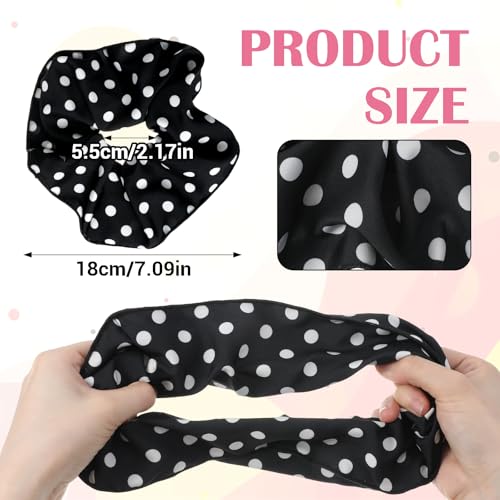 Nogeqi 3 Pcs Oversized Satin Scrunchies with Pearl and Polka Dot