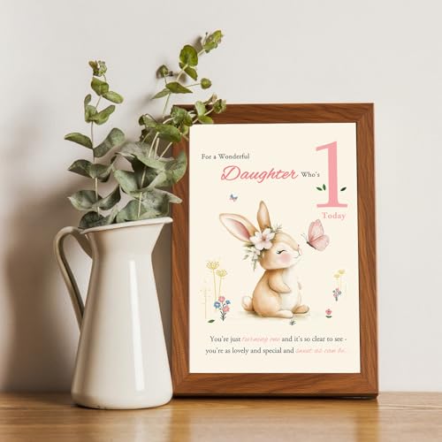 1st Birthday Card for Daughter - HEJOYN Premium Greeting Card (QQ-177)