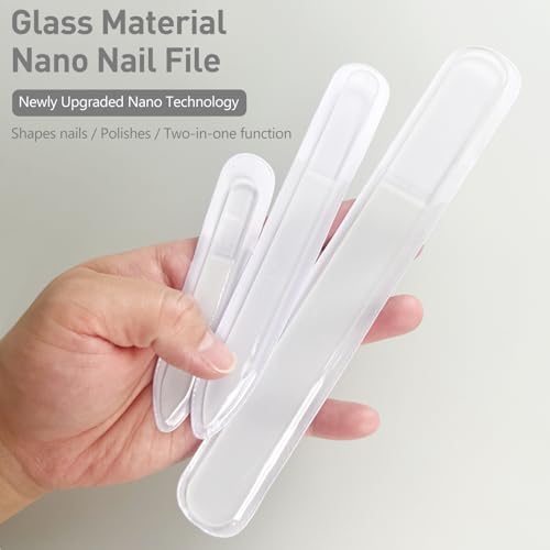 Jaasuee 3-Piece Czech Glass Nail File Set - Double-Sided & Washable