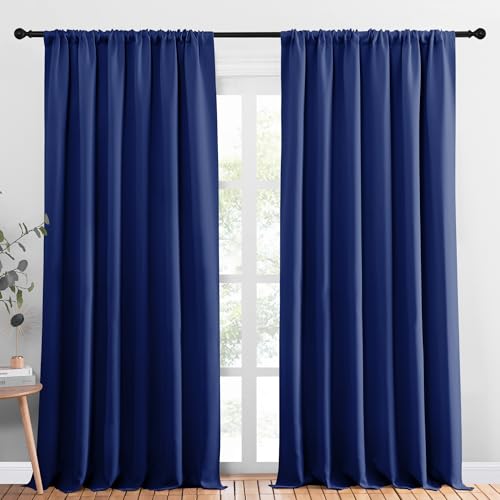 NICETOWN Blackout Curtains 2-Panel Set, 70"W x 95"L, Royal Blue Rod Pocket