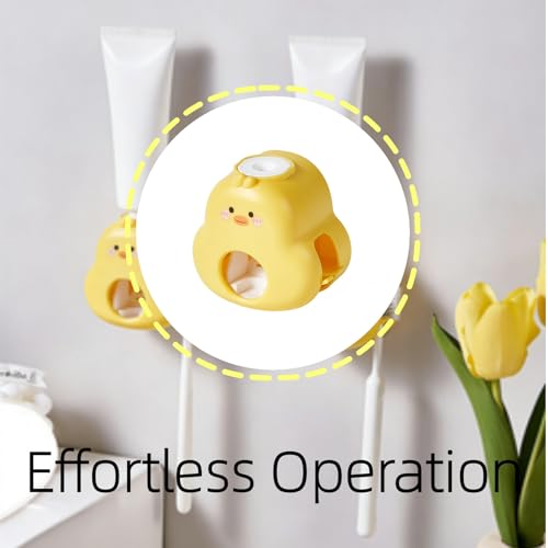 Auto Squeeze Duck Toothbrush Holder & Toothpaste Dispenser Wall Mount