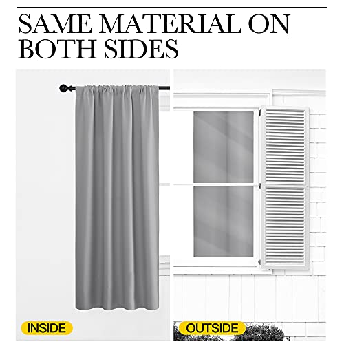 NICETOWN Blackout Curtains, 42x84 Inch Rod Pocket Thermal Drapes, Silver Grey