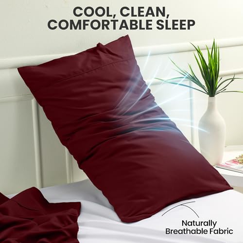 Utopia Bedding Burgundy 20x20 Inch Pillow Cases Set of 2 - Ultra Soft Microfiber
