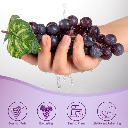 4pcs Artificial Plastic Purple Grapes - Lifelike Decor