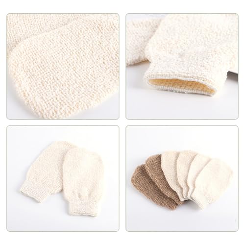 ccHuDE Exfoliating Bath Gloves 2-Pack Burlap Body Scrubber Mittens Beige