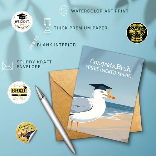 Congrats Bruh Graduation Card 2026 - Funny High School & College Graduate Greeting Card with Envelope