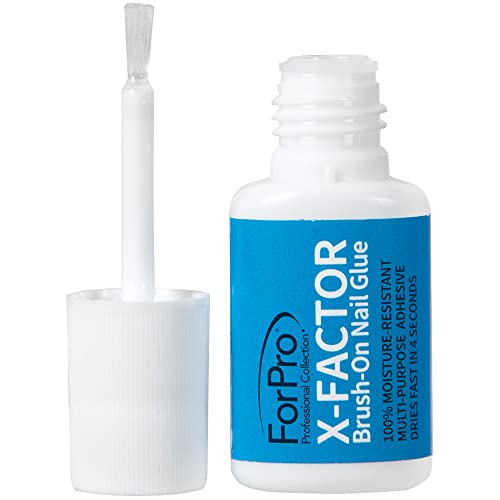 ForPro X-Factor Brush-On Nail Glue, 0.26 oz - Quick-Drying Artificial Nail Adhesive
