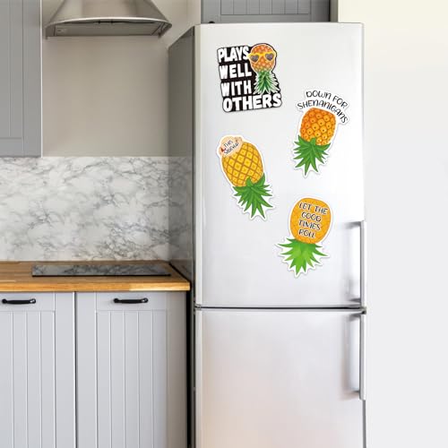 Set of 4 Upside-Down Pineapple Magnetic Door Decor for Cruise, Fridge & Vehicle