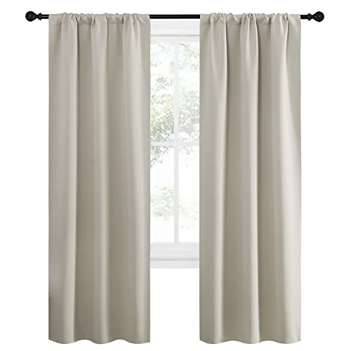 NICETOWN Blackout Curtains - 34"W x 72"L Thermal Insulated Panels, Natural