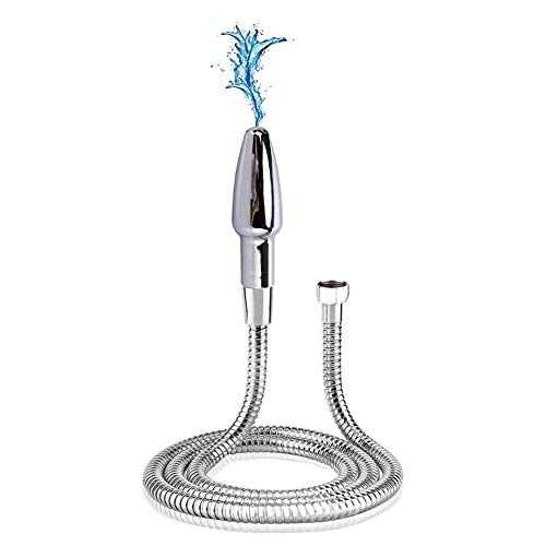 Professional Shower Enema Cleaning System with 59 Inch Hose - Silver