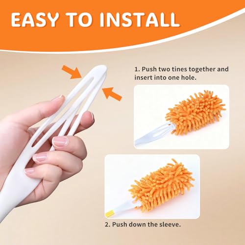 BEVAUEG Reusable Duster Pads for Swiffer - Washable Microfiber, 2 Pack Orange