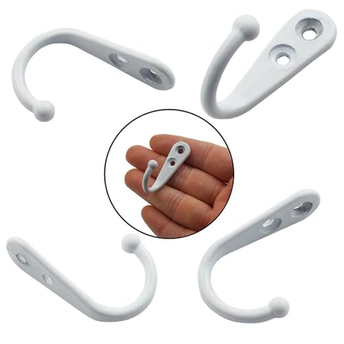 VIPERMARK White Wall Mounted Hooks Set — 4 Durable Zinc Alloy Hangers for Bedroom, Bathroom, Kitchen & Cabinet