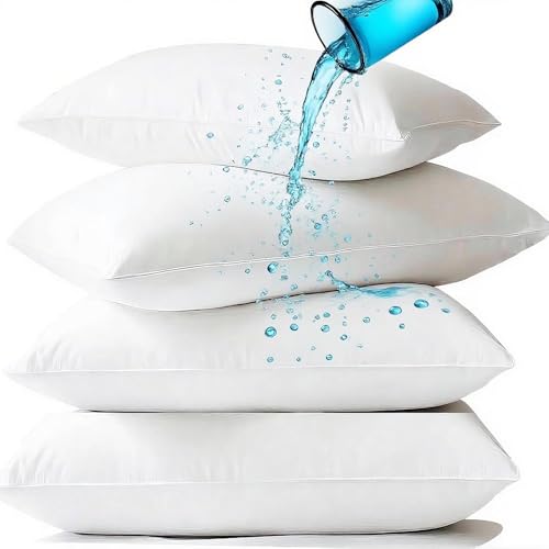 Queen Waterproof Pillow Protectors 20x28 Inches - 4 Pack with Zipper