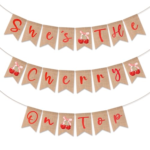 Cherry Party Banner Set - 3PCS Burlap Decorations for Celebrations