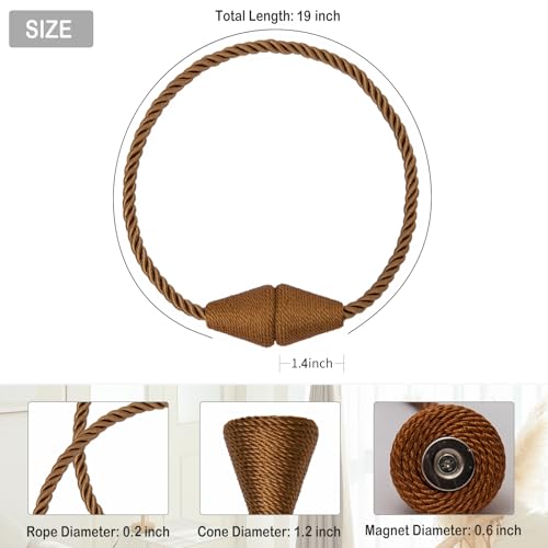 Magnetic Curtain Tiebacks - 2 Pack Khaki Decorative Holdbacks