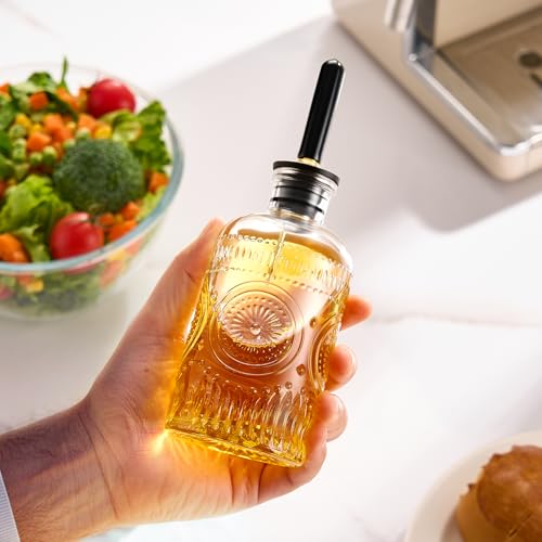 Baalaka 7 oz Glass Olive Oil Dispenser Bottle with Metal Spout