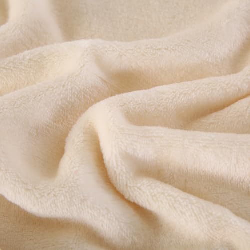 TASTHROW Creamwhite Plush Throw Blanket 50x60 | Cozy Flannel Fleece