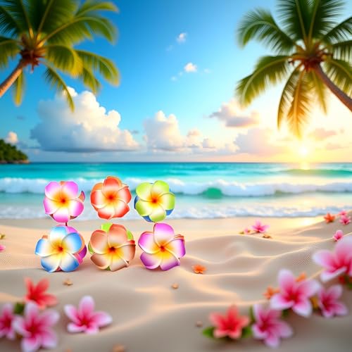 10-Piece Hawaiian Plumeria Flower Hair Clips 7cm Tropical Barrettes