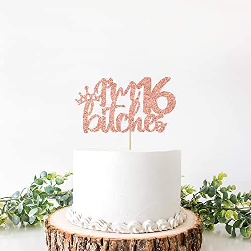 Rose Gold Glitter Cake Topper for 16th Birthday Party