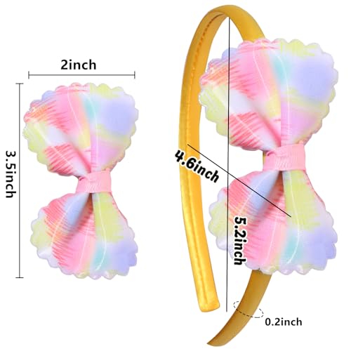 Yellow Laser Bow Headband Cute Shiny Hair Accessory for Women and Girls