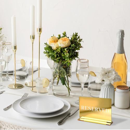 3pcs Gold Reserved Table Signs - 3.94" x 2.76" Acrylic Seating Markers