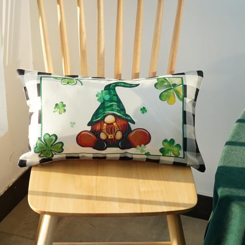 ONWAY 12x20 Inch St Patrick's Day Pillow Cover Lucky Clover Farmhouse Throw Pillowcase