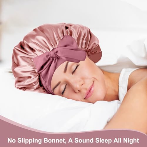 Merdia Satin Sleep Bonnet for Curly Hair with Soft Elastic Tie Band 15"