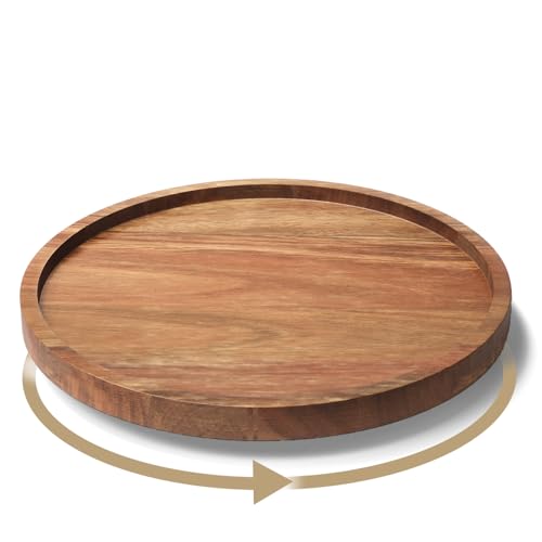 VERTORGAN Bamboo Lazy Susan Organizer - 360° Rotating Tray, 8.6 Inch