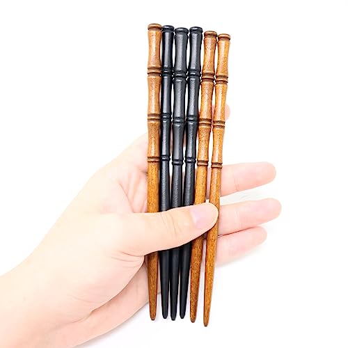 Honbay 6PCS Retro Wooden Hair Sticks - Bamboo Shape Hair Chopsticks