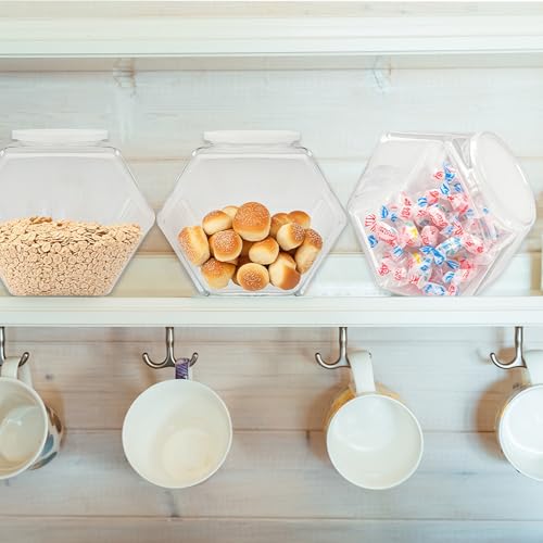 Woozettn Hexagon Candy Jar - 71 oz Clear Plastic Container with Lid