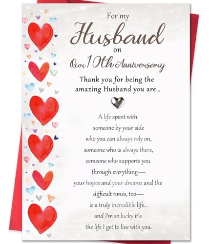 Romantic 10th Anniversary Card for Husband - Model BX289