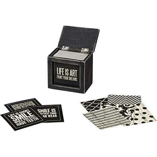 Primitives by Kathy 38807 Classic Black and White Hinged Box, Words of Wisdom