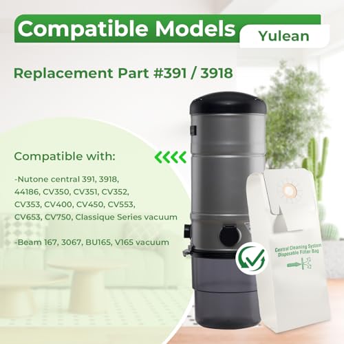 Yulean 3 Pack Central Vacuum Bags Compatible with Nutone & Beam Models