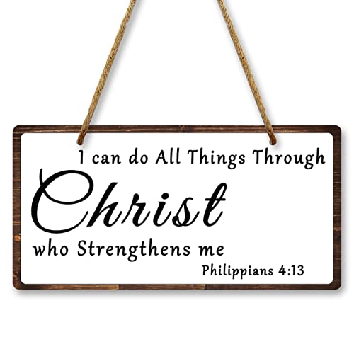 Christian Wall Decor Hanging Sign Philippians 4:13 Scripture Plaque