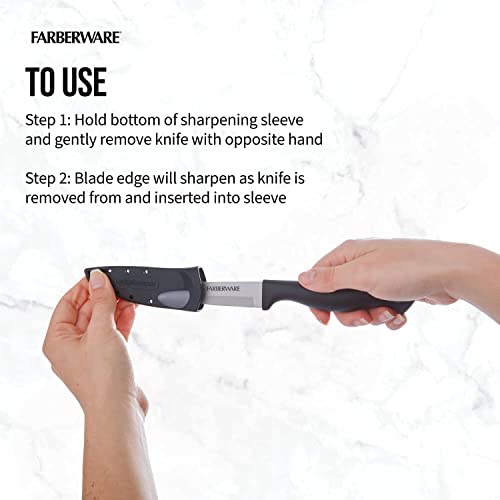 Farberware Edgekeeper 3.5-Inch Paring Knife with Self-Sharpening Blade Cover, Black/Gray Kitchen Knife