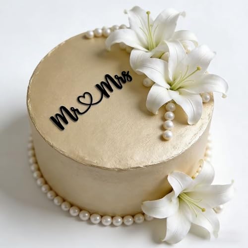 Mr & Mrs Black Acrylic Wedding Cake Topper | Elegant Engagement Decoration