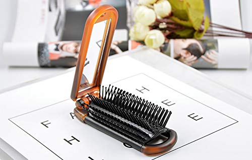 Ancable Travel Hair Brush with Mirror Mini Folding Hairbrush for Women