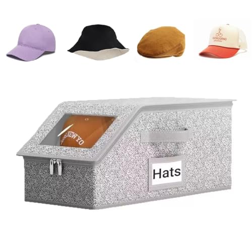 Hat Organizer for Baseball Caps - Holds Up to 12 Hats with Clear Window