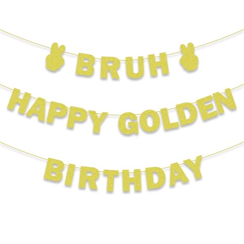 Gold Glitter 'Bruh' Happy Birthday Banner for Women
