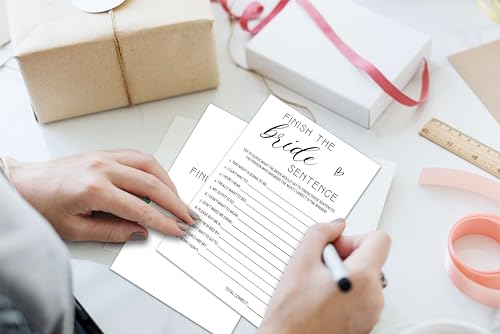 Minimalist Bridal Shower Game Cards - Finish The Bride Sentence 25 Pack