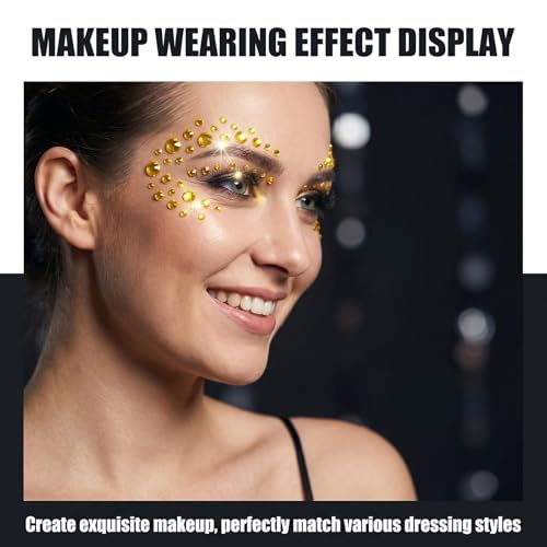 UPSTORE 91Pcs Self Adhesive Rhinestone Gems Stickers - Yellow Craft Crystals