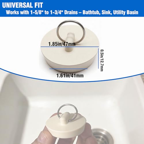 Uroventrix 2-Pack Universal Rubber Drain Stopper for Sink & Bathtub