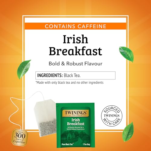 Twinings Irish Breakfast Black Tea, 50 Count (Pack of 6) - Bold & Caffeinated